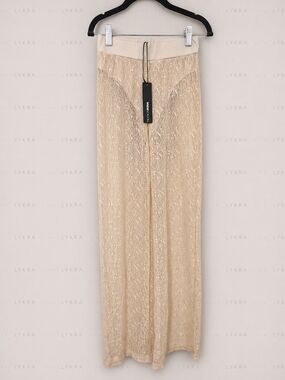 Fashion Nova Cream Lace Flare Pant